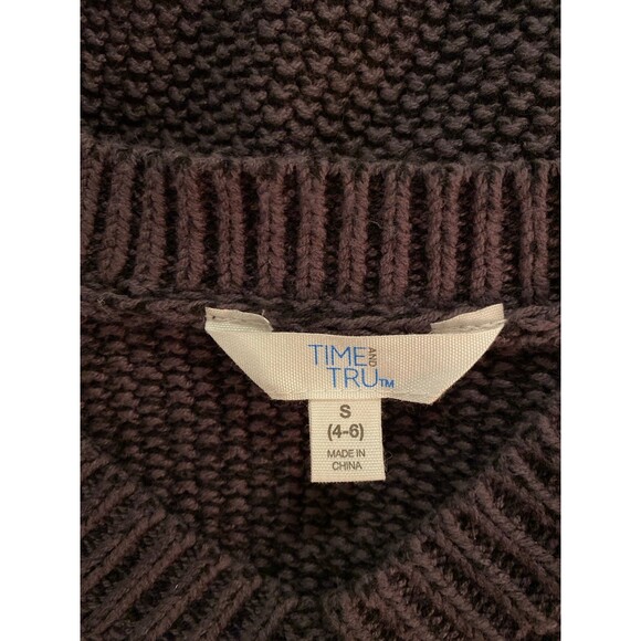 Time and Tru Womens Sweater Dark Grey Sz Small measure like Med Thick Cable Knit - Picture 8 of 12